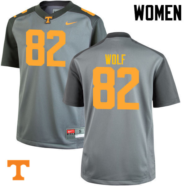 Women #82 Ethan Wolf Tennessee Volunteers College Football Jerseys-Gray - Click Image to Close